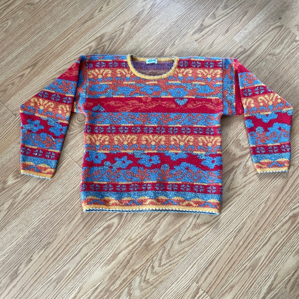 Colorful Patterned Knit Sweater